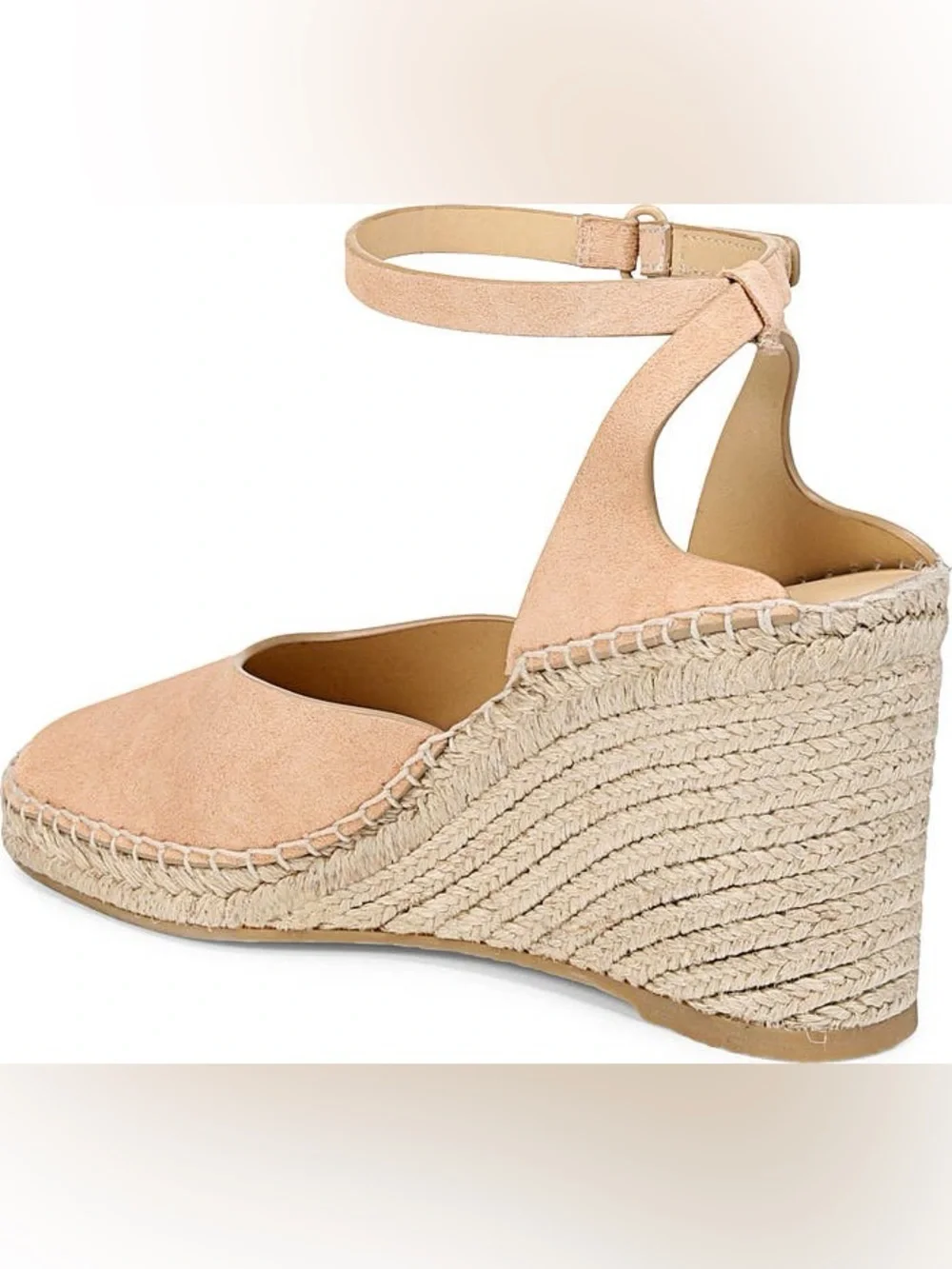 New Vince Cecilia Ankle Strap Espadrille Wedge Beige Suede Sz 9